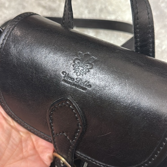 Vera Pelle black leather backpack purse - Picture 3 of 9